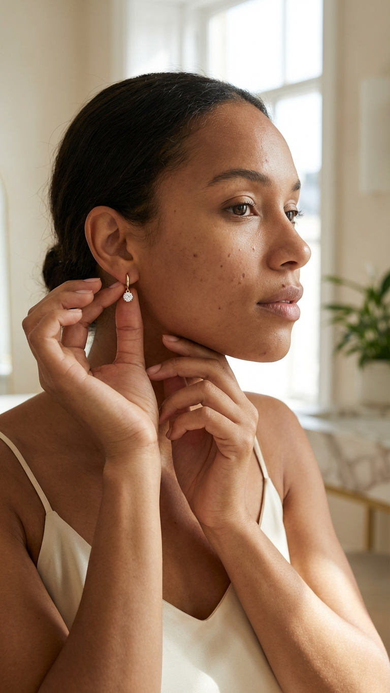 Round Cut Solitaire Diamond Huggie Drop Earrings
