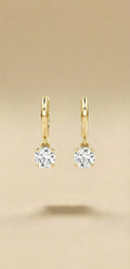 Round Cut Solitaire Diamond Huggie Drop Earrings