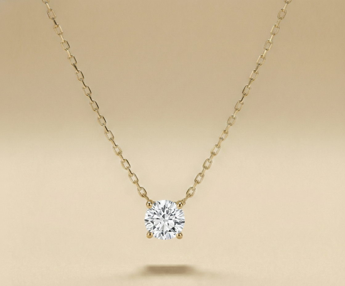 Round Brilliant Solitaire Diamond Necklace