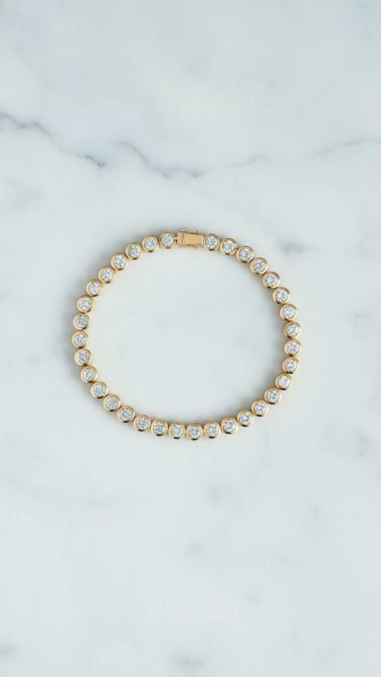 Round Cut Diamond Bezel Tennis Bracelet