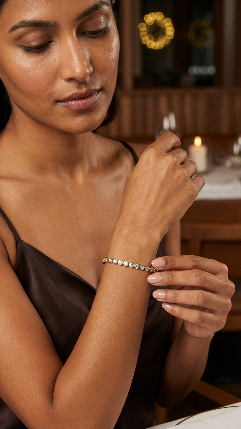 Round Cut Diamond Bezel Tennis Bracelet