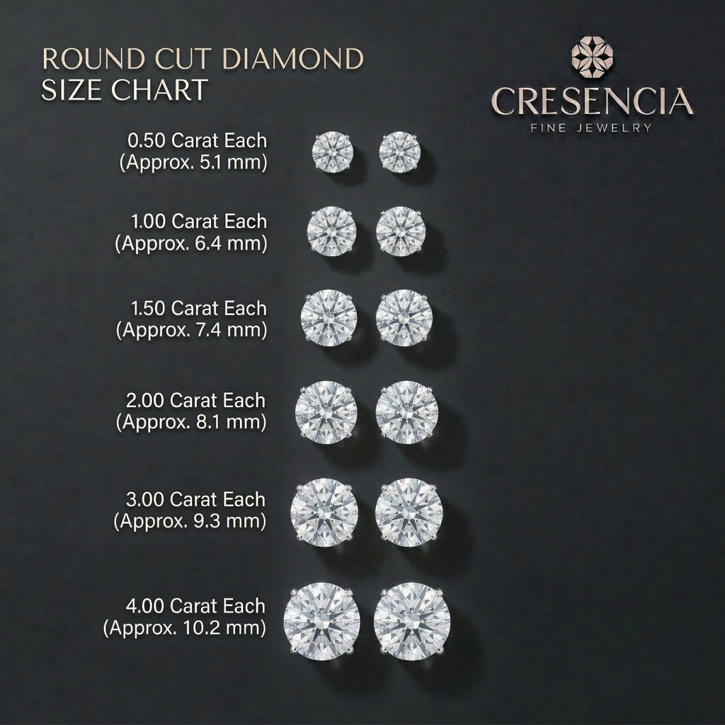 Round Brilliant Solitaire Diamond Four Prong Stud Earrings