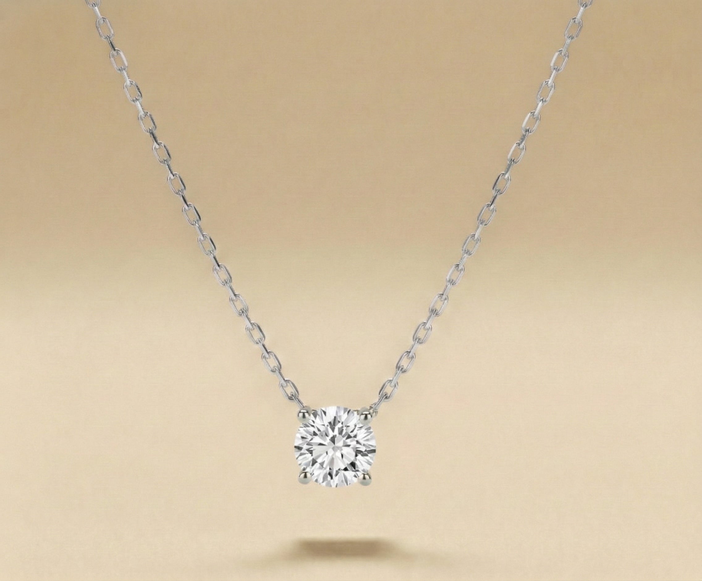 Round Brilliant Solitaire Diamond Necklace