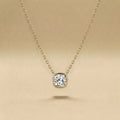 Princess Cut Bezel Set Diamond Necklace