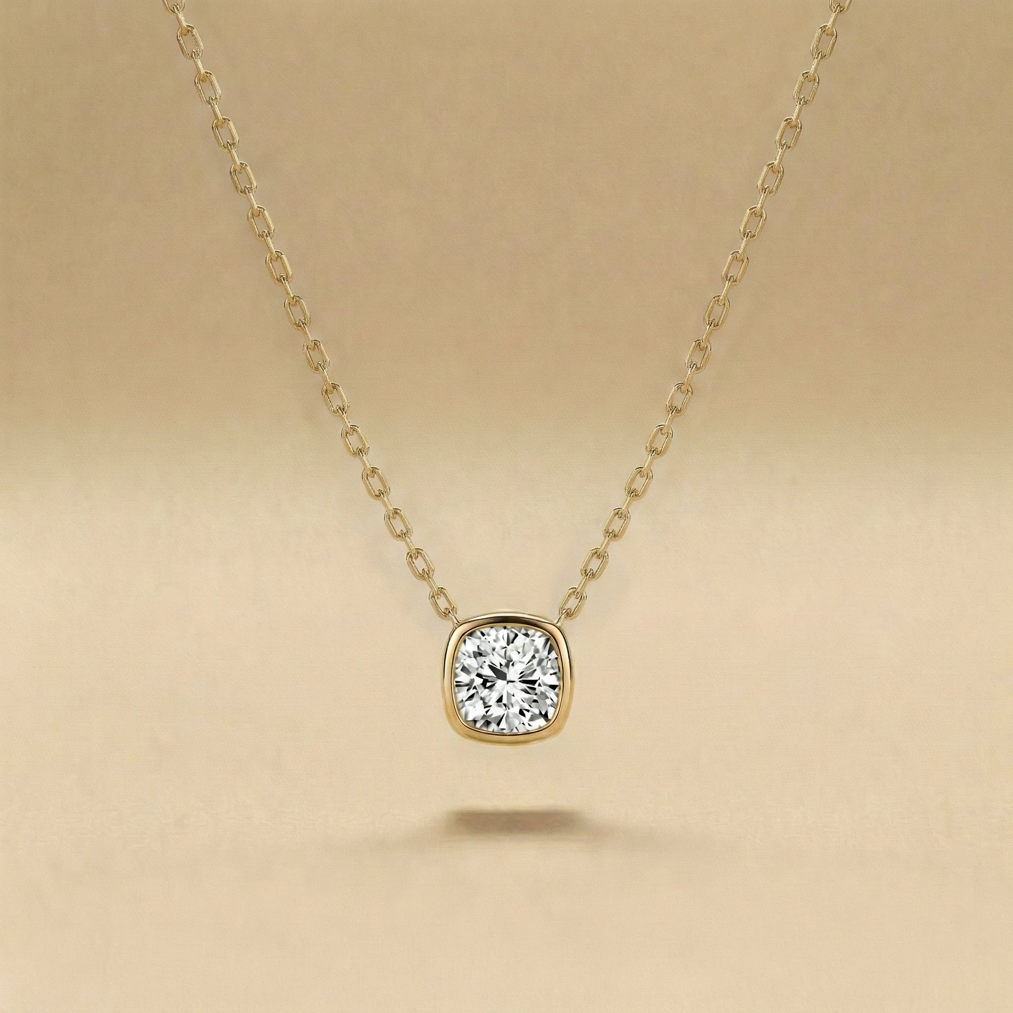 Princess Cut Bezel Set Diamond Necklace