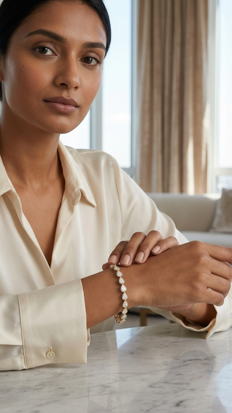 Teardrop Cut Diamond Bezel Tennis Bracelet