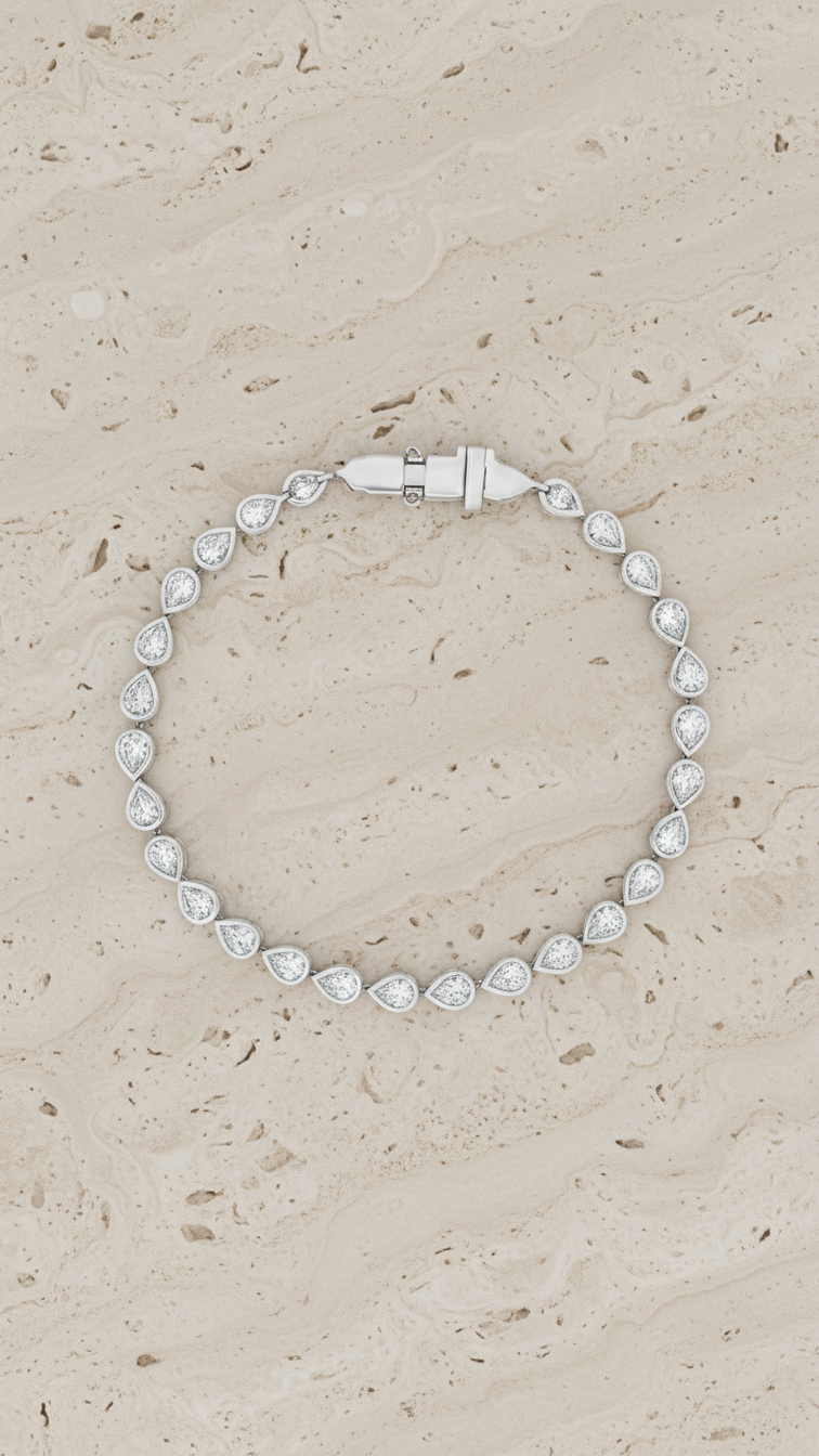 Teardrop Cut Diamond Bezel Tennis Bracelet