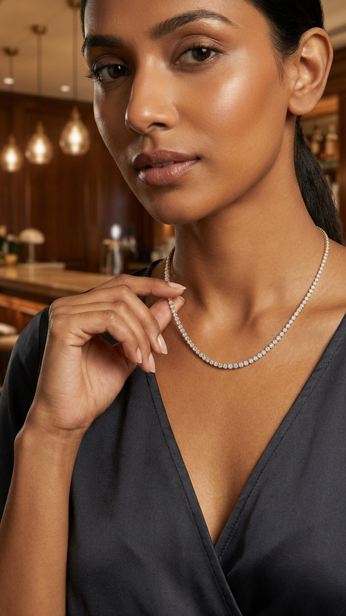 Classic Round Diamond Tennis Necklace