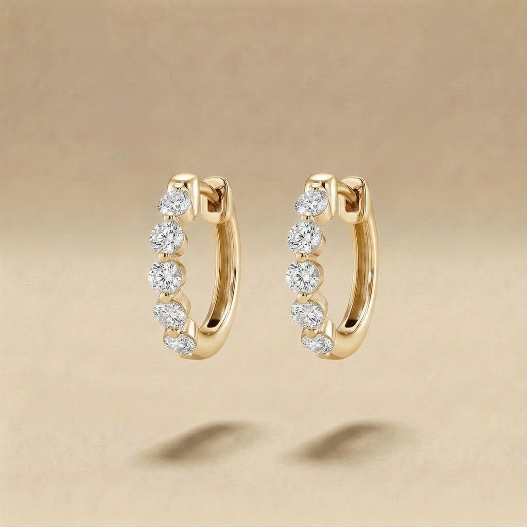 Delia Huggie Diamond Hoop Earrings