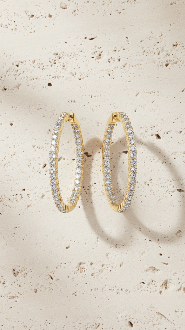 Round Cut Inside-Out Diamond Hoop Earrings