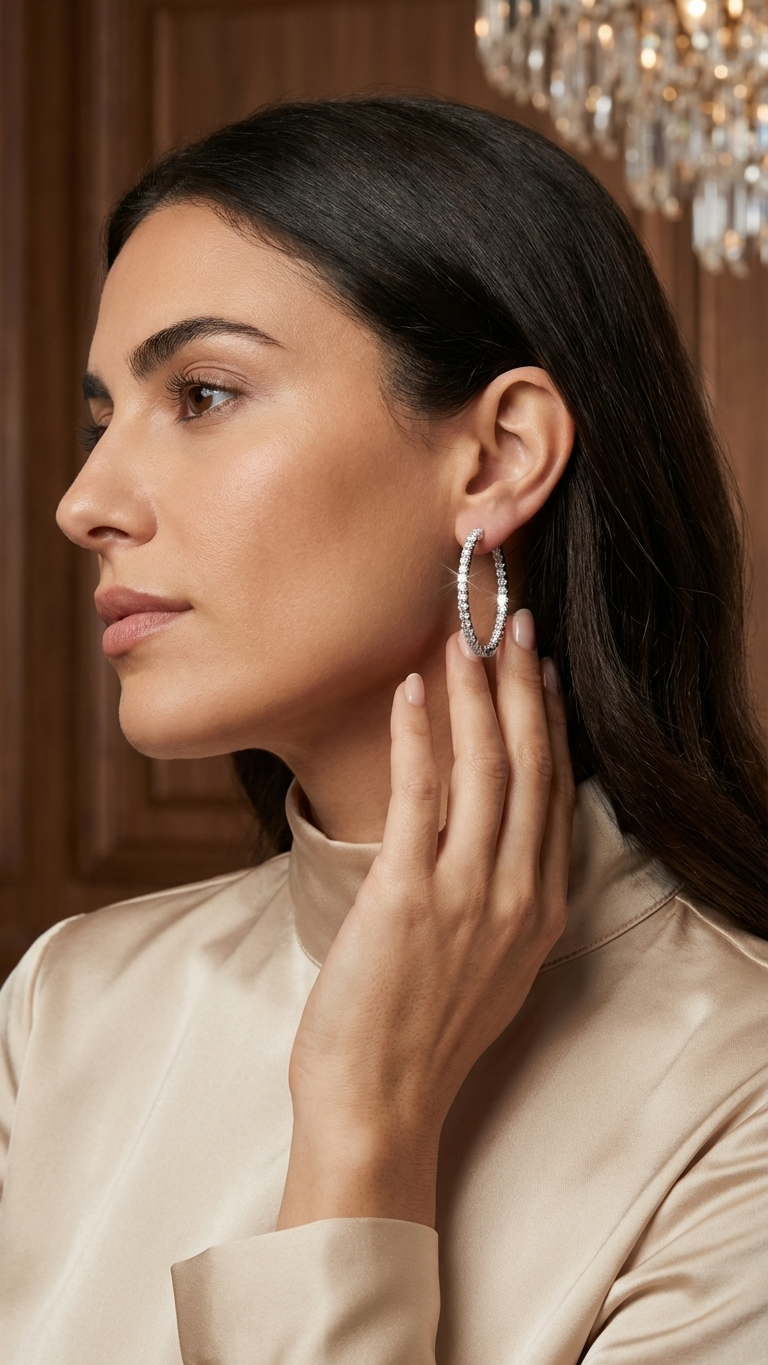 Round Cut Inside-Out Diamond Hoop Earrings