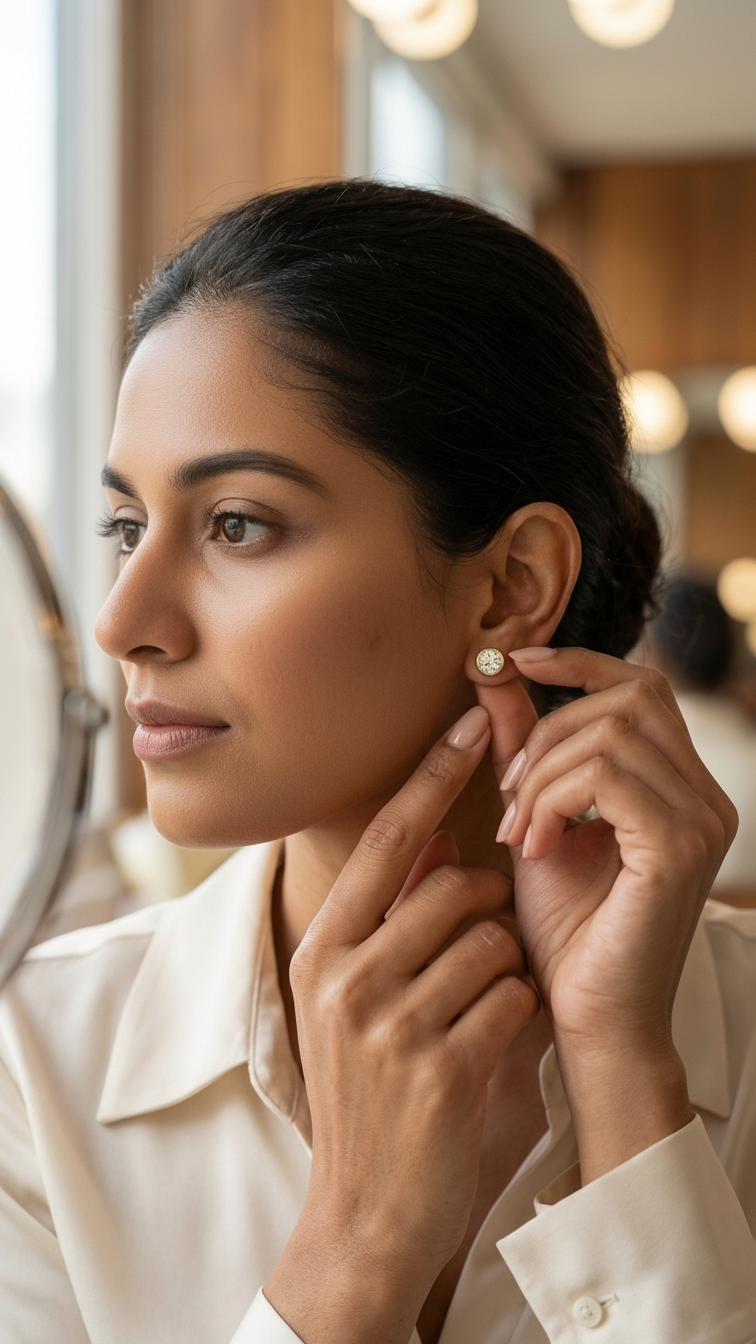 Round Brilliant Bezel Set Diamond Stud Earrings