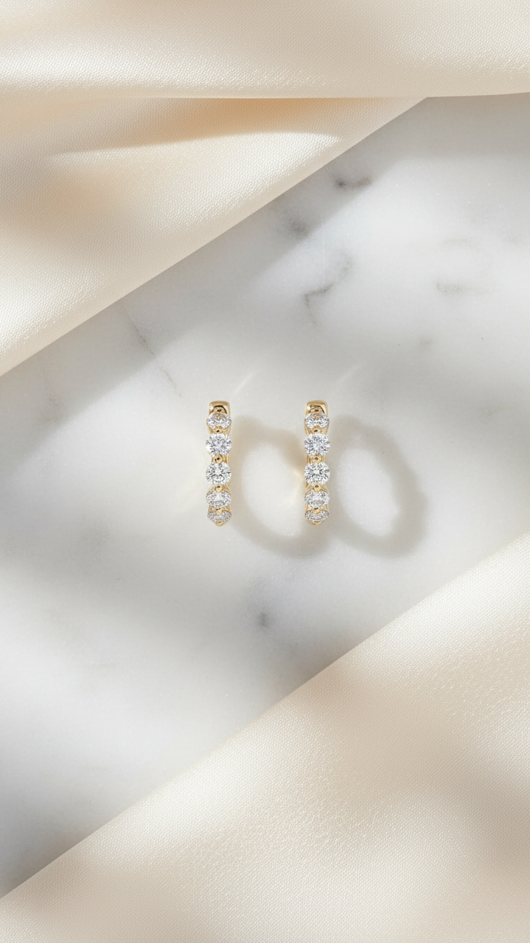 Delia Huggie Diamond Hoop Earrings