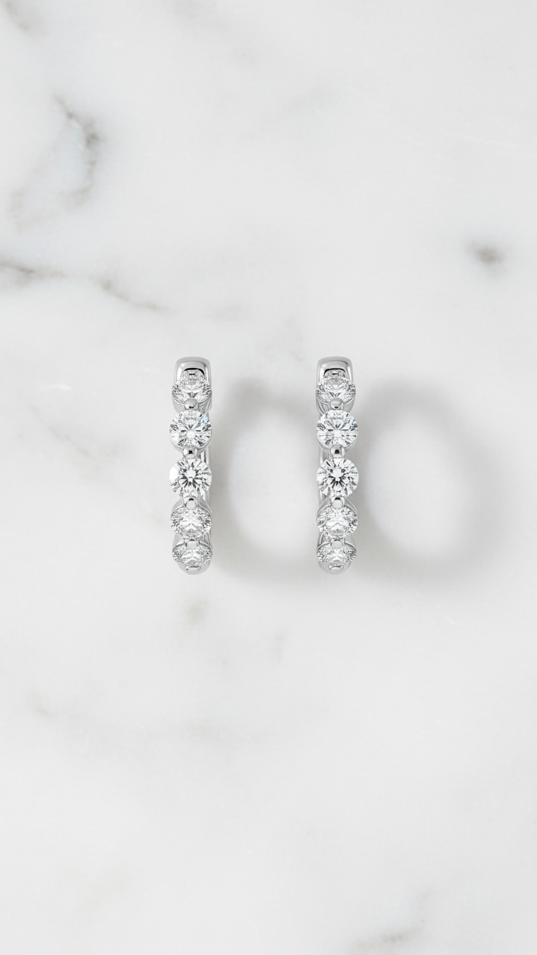 Delia Huggie Diamond Hoop Earrings